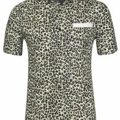 Allegra K Men's Summer Printed Contrast Pocket Short Sleeve Button Down Shirt