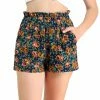 Allegra K Women's Summer Elastic Waist Rose Floral Shorts 2 Allegra K Women's Summer Elastic Waist Rose Floral Shorts