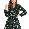 Allegra K Women's Floral Print V Neck Button Down Elastic Waist Vintage Shirt Dress 2 Allegra K Women's Floral Print V Neck Button Down Elastic Waist Vintage Shirt Dress