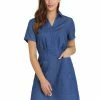 Allegra K Women's Turndown Collar Chambray Solid A-Line Shirt Denim Dress With Pockets 1 Allegra K Women's Turndown Collar Chambray Solid A-Line Shirt Denim Dress With Pockets