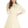 Allegra K Women's A-Line Elastic Cuff Fit And Flare Smock Keyhole Ruffle Hem Dress