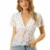 Allegra K Women's Floral Blouse Summer Short Flare Sleeve V Neck Peplum Top 1 Allegra K Women's Floral Blouse Summer Short Flare Sleeve V Neck Peplum Top