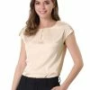 Allegra K Women's Silky Blouse Round Neck Pleated Business Casual Elegant Top 1 Allegra K Women's Silky Blouse Round Neck Pleated Business Casual Elegant Top