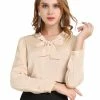 Allegra K Women's Satin Work Blouse Tie Neck Business Casual Top 1 Allegra K Women's Satin Work Blouse Tie Neck Business Casual Top