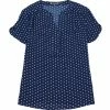 Allegra K Women's Dots Printed V Neck Short Sleeve Work Office Blouse Top