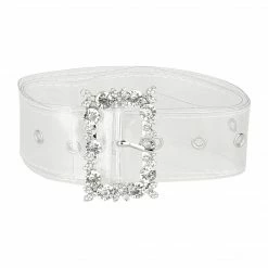 Allegra K Ladies Grommet Clear Waist Belts For Jeans Transparent Belts Pin Buckle Accessories