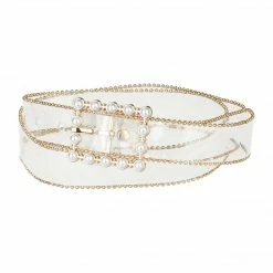 Allegra K Ladies Clear Waist Belts For Jeans Trousers Transparent Belts Rectangle Buckle Accessories