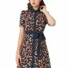 Allegra K Women's Contrast Collar Short Sleeve Belt Shirt Dress 1 Allegra K Women's Contrast Collar Short Sleeve Belt Shirt Dress