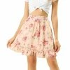 Allegra K Women's Cute Mini Skirt Summer A-Line High Waisted Floral Ruffle Short Skirts