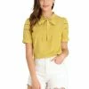 Allegra K Women's Relax Ruffle Cuff Short Sleeve Blouse Bow Tie Collar Top