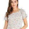 Allegra K Women's Casual Short Sleeve Blouse Summer Square Neck Floral Tops 1 Allegra K Women's Casual Short Sleeve Blouse Summer Square Neck Floral Tops