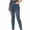 Allegra K Clothing Women's Denim Classic High Rise Ankle Skinny Jeans Stretch Pant