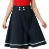 Allegra K Women's Button Decor Tie High Waist A-Line Knee Length Skirt
