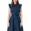 Allegra K Women's Cotton Shirtdress Work Office Ruffled Sleeveless Dress With Belt 1 Allegra K Women's Cotton Shirtdress Work Office Ruffled Sleeveless Dress With Belt