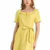 Allegra K Women's Stars Flat Collar Sweetheart Neck Tie Waist Dress