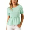 Allegra K Women's Casual Lightweight Loose Short Sleeve Peplum Top