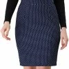 Allegra K Women's Work Office Skirts Stretch Knee Length Dots Printed Skinny Pencil Skirt