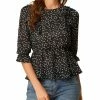 Allegra K Women's Elegant Peplum Tops 3/4 Sleeve Floral Printed Chiffon Blouse 2 Allegra K Women's Elegant Peplum Tops 3/4 Sleeve Floral Printed Chiffon Blouse