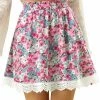 Allegra K Women's Floral Print Skirts Flowy Elastic Waist A-Line Lace Scalloped Hem Mini Skirt