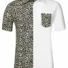 Allegra K Men's Short Sleeve Button Down Casual Summer Cotton Patchwork Print Shirt