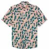 Allegra K Tops Men's Irregular Geometric Color Block Short Sleeve Button Down Shirts