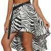 Allegra K Women's Zebra Y2K Silky High Low Asymmetrical Belt Flare Summer Mini Skirt 1 Allegra K Women's Zebra Y2K Silky High Low Asymmetrical Belt Flare Summer Mini Skirt