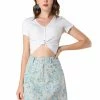 Allegra K Women's Daisy Floral Pockets A-Line Mini Denim Skirts