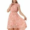 Allegra K Women's Floral V Neck Cap Sleeves Belted Asymmetrical Valentine's Day Dress 2 Allegra K Women's Floral V Neck Cap Sleeves Belted Asymmetrical Valentine's Day Dress