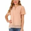 Allegra K Women's Chiffon Top Butterfly Sleeves Loose Casual Pintuck Blouse 2 Allegra K Women's Chiffon Top Butterfly Sleeves Loose Casual Pintuck Blouse