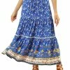 Allegra K Women's Elastic Waist Bohemian Lace Panel Floral Tiered Skirt