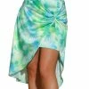 Allegra K Women's High Waist Twist Front Tropical Hi-lo Wrap Layer Midi Skirt