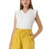 Allegra K Women's Casual Slit Pocket Wide Leg Tie Waist Cotton Shorts