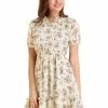 Allegra K Women's Midi Ruffle Trim Fit And Flare Shirred Floral Dress