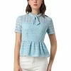 Allegra K Women's Lace Keyhole Back Top Short Sleeve Semi Sheer Blouse 1 Allegra K Women's Lace Keyhole Back Top Short Sleeve Semi Sheer Blouse