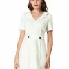 Allegra K Women's Causal Button Decor Collar V Neck Short Sleeve Flare Dress 1 Allegra K Women's Causal Button Decor Collar V Neck Short Sleeve Flare Dress