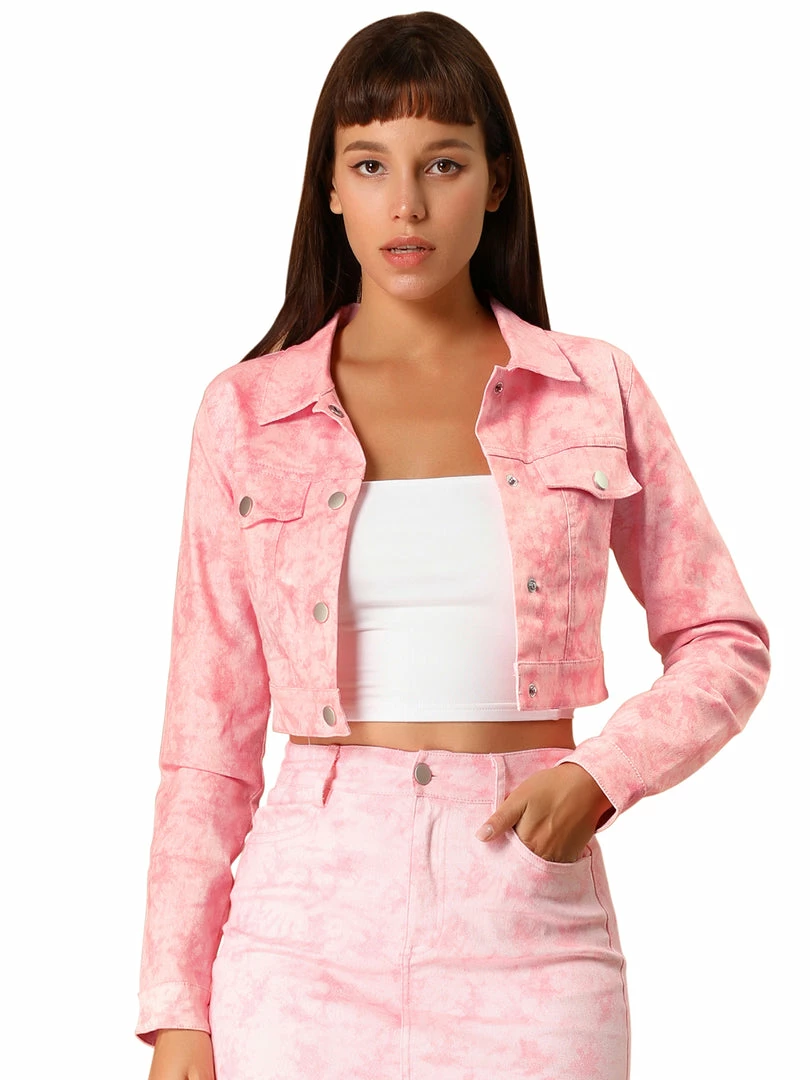 Allegra K Women's Camo Crop Jacket Button Down Long Sleeve Trucker Jacket 3 Allegra K Women's Camo Crop Jacket Button Down Long Sleeve Trucker Jacket