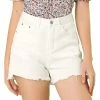 Allegra K Women's Summer Cotton Raw Hem Pockets Denim Jean Shorts