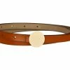 Allegra K Faux Leather Skinny Belt For Women Round Metal Buckle Waist Belts For Jeans Dress Accessories
