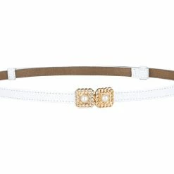 Allegra K Retro Skinny Belts For Women Interlock Buckle Thin Waist Belt For Dress Pants 0.55 Inches Width Accessories