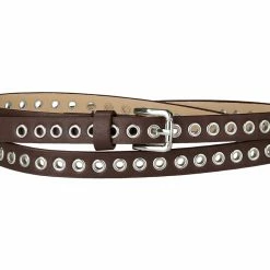 Allegra K Grommet Belt Leather Skinny Plus Size Waist Belts For Women Punk Rock Style Accessories