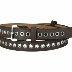 Allegra K Women Grommet Belt PU Leather Metal Buckle Skinny Waist Hollow Belts Accessories