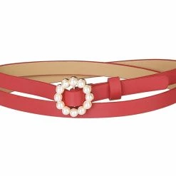 Allegra K Womens Plus Size Waist Belts Pearl Narrow Leather Adjustable Belt For Jeans Dresses Pants