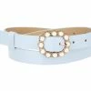 Allegra K Accessories Womens Pearl Waistband Skinny Leather Adjustable Pin Buckle Belt For Jeans Dresses Pants