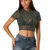 Allegra K Women's Daisy Floral Blouse Casual Ruffle Neckline Crop Tops