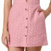 Allegra K Women's Mini Skirt Button Decor Elastic Waist Embroidered A-Line Skirts