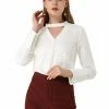 Allegra K Women's Keyhole Stand Collar Blouse Long Sleeve Button Front Work Shirt Top