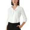 Allegra K Women's V Neck 3/4 Sleeves Collared Work Office Top Blouse 2 Allegra K Women's V Neck 3/4 Sleeves Collared Work Office Top Blouse