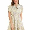 Allegra K Women's Ruffle Hem Fit And Flare Tie Neck Floral Dress 1 Allegra K Women's Ruffle Hem Fit And Flare Tie Neck Floral Dress
