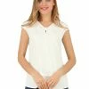 Allegra K Women's Pleated V Neckline Casual Sleeveless Office Business Blouse Top