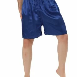 Allegra K Men's Sleepwear Satin Shorts Elastic Waist Lounge Pajama Bottoms